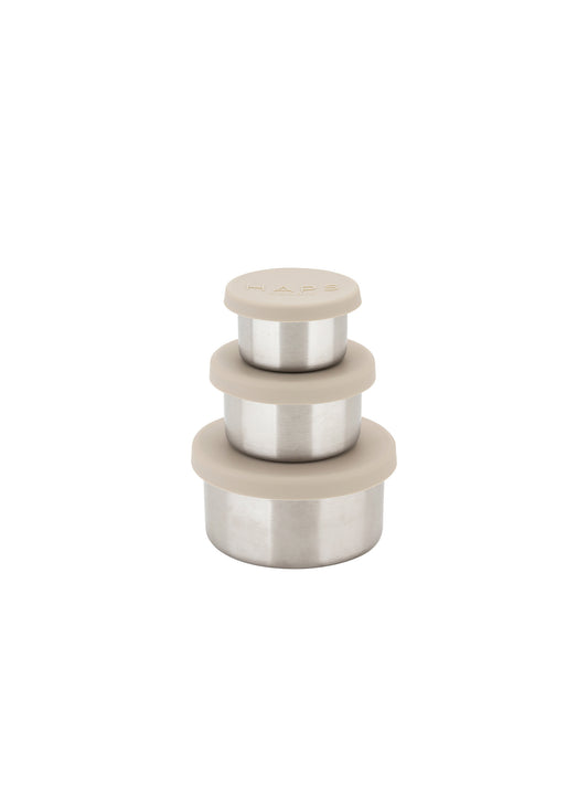 SET 3 TUPPERS REDONDOS ACERO INOX GREY HAPS Nordic KIDSME