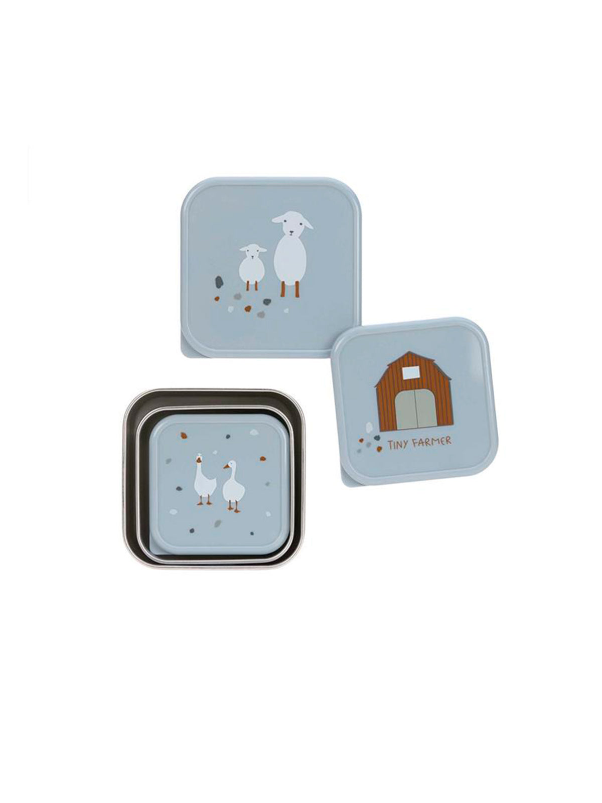 3 TUPPER-CAJA ALMUERZO ACERO BLUE Lassig KIDSME