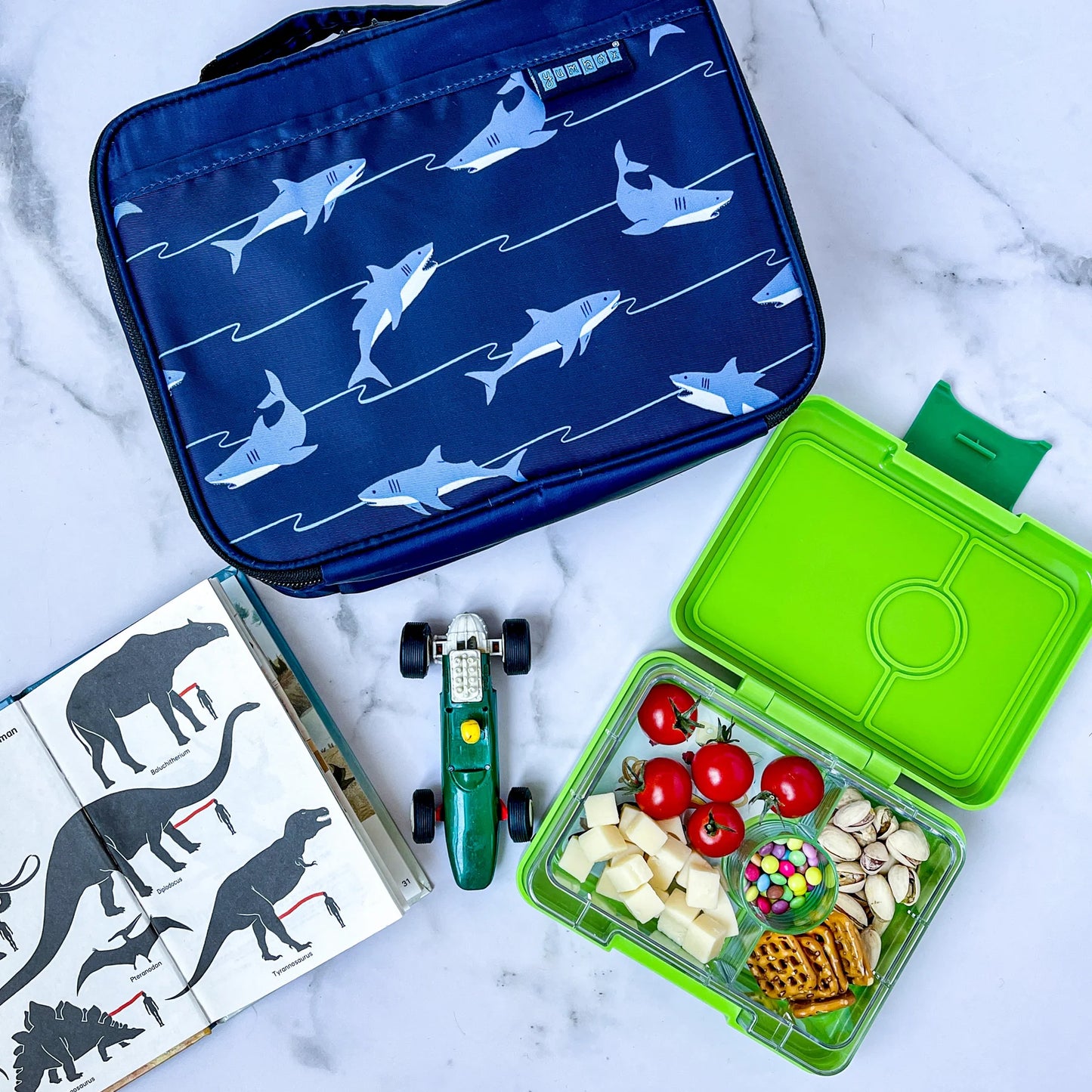 YUMBOX SNACK 3 SECCIONES DINOSAUR BLUE Yumbox KIDSME