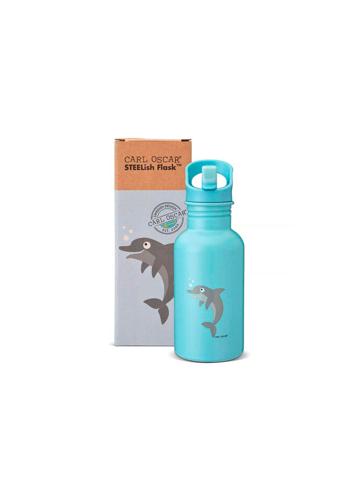 BOTELLA CON PAJITA DE ACERO INOX DELPHIN Kidsme KIDSME