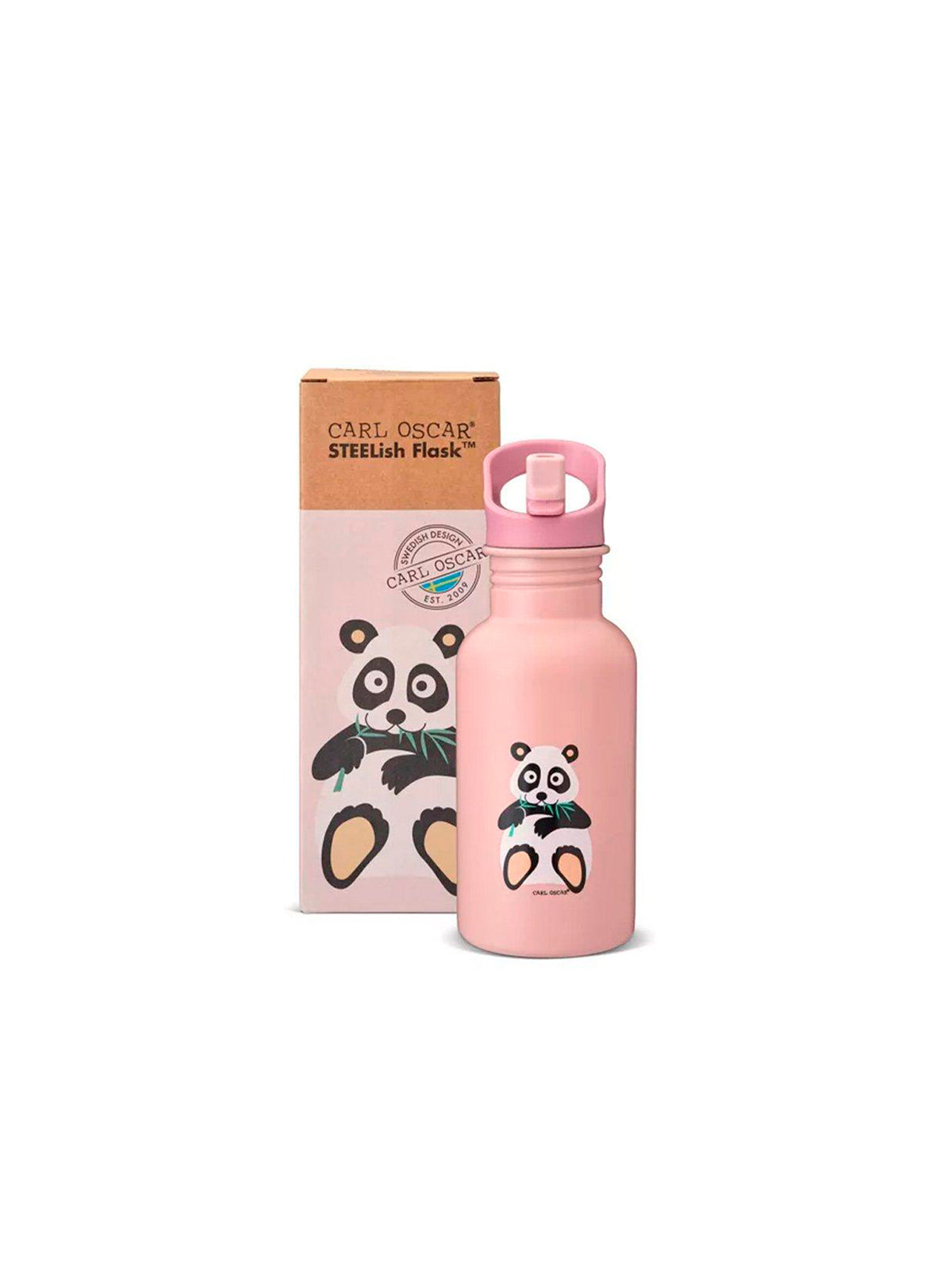 BOTELLA CON PAJITA DE ACERO INOX PANDA Kidsme KIDSME