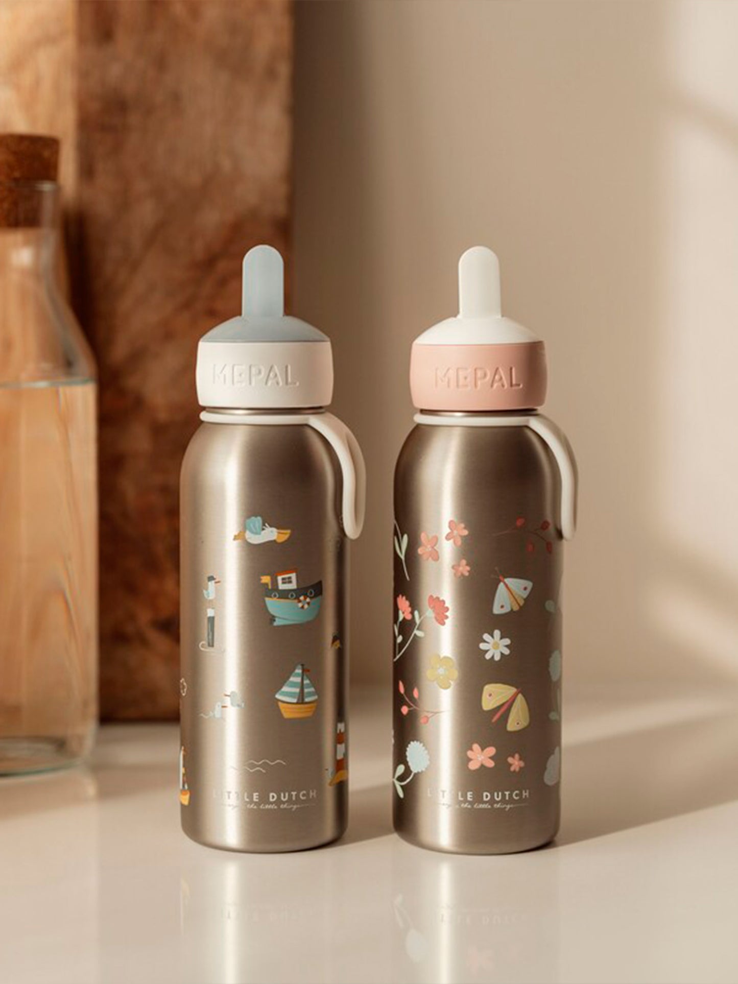 BOTELLA ISOTÉRMICA FLIP-UP 350 ML FLORES Little dutch KIDSME