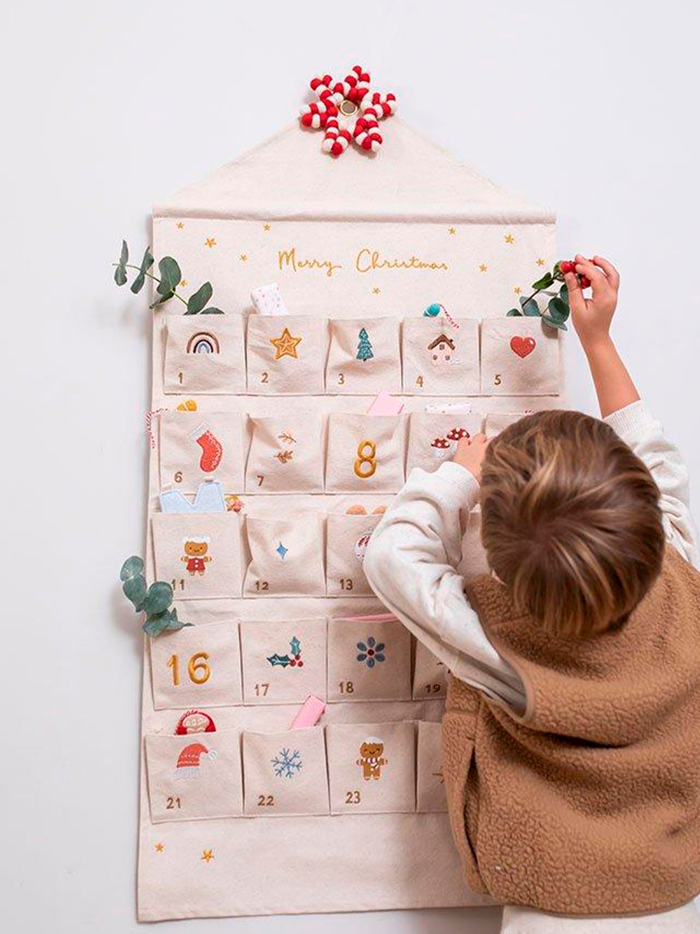 OCHER EMBROIDERED ADVENT CALENDAR