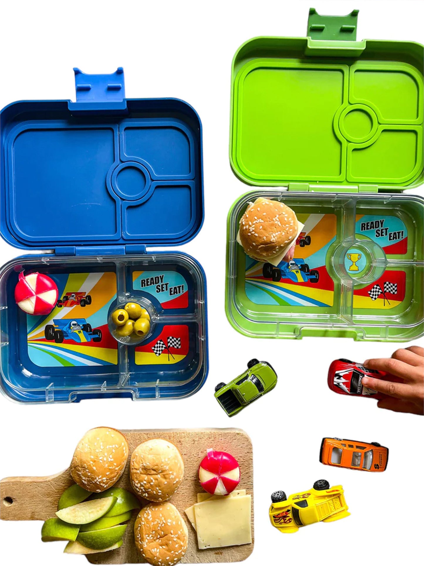 YUMBOX PANINO 4 SECCIONES RACE CARS BLUE Yumbox KIDSME