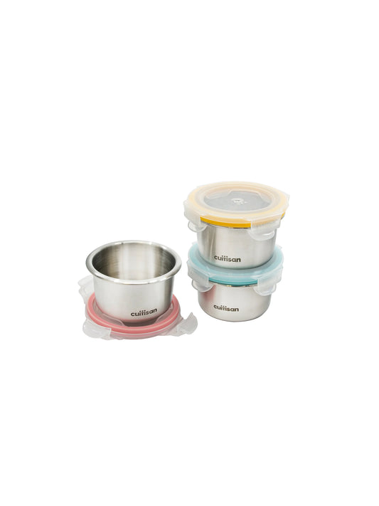 SET 3 TUPPERS REDONDOS ACERO INOX Cuitisan KIDSME
