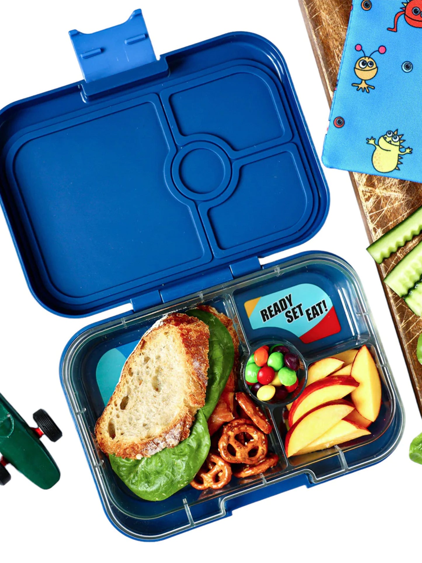 YUMBOX PANINO 4 SECCIONES RACE CARS BLUE Yumbox KIDSME