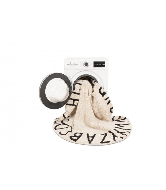 ALFOMBRA LAVABLE ROUND ABC NATURAL-BLACK Kidsme Store KIDSME