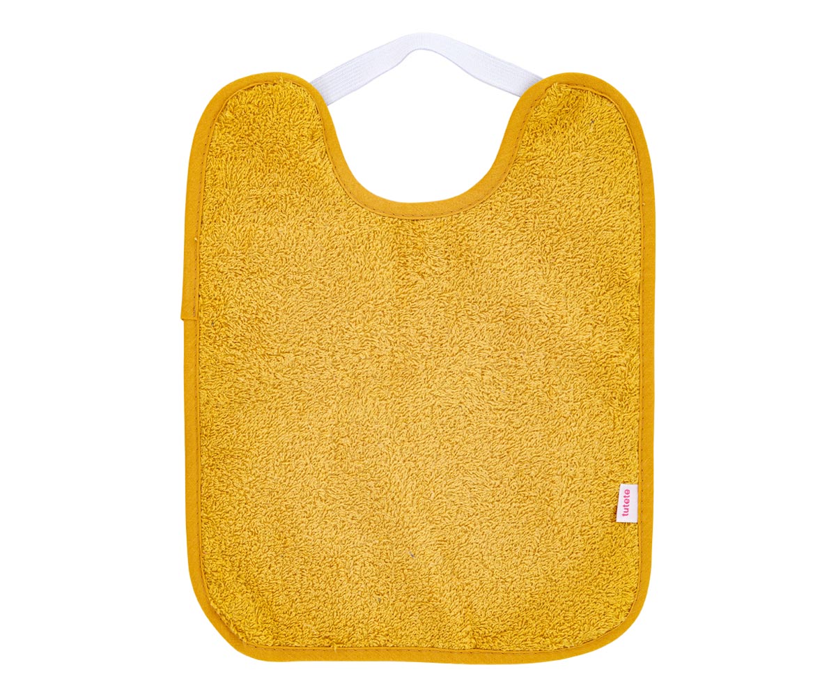 PACK 4 BABEROS TOALLA PLASTIFICADOS MOSTAZA Tutete KIDSME
