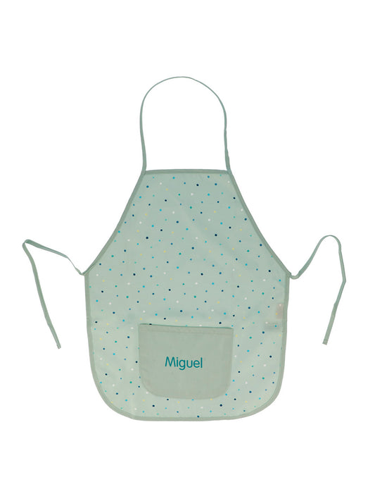 DELANTAL INFANTIL DOTS SAGE PERSONALIZABLE Monneka KIDSME