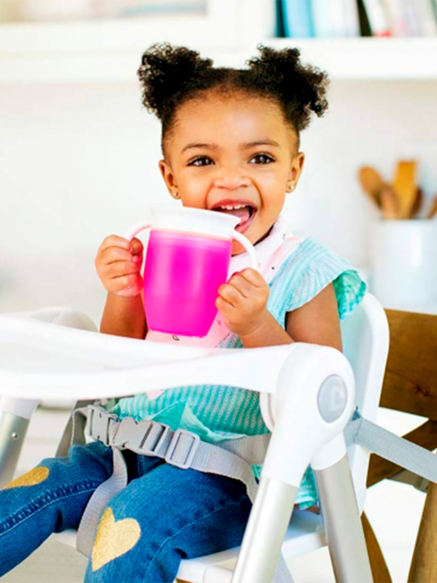 TAZA ANTIGOTEO MIRACLE 360º CON ASA Y TAPA ROSA Munchkin KIDSME