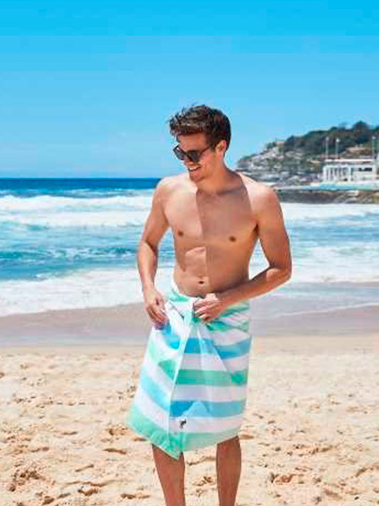 TOALLA PLAYA MICROFIBRA SUMMER AZUL-VERDE PASTEL Dock & Bay KIDSME