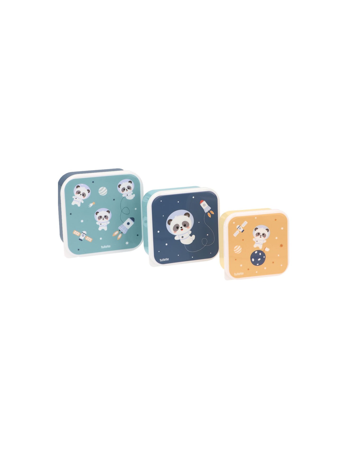 3 TUPPER - CAJA DE ALMUERZO PANDAS IN SPACE Tutete KIDSME