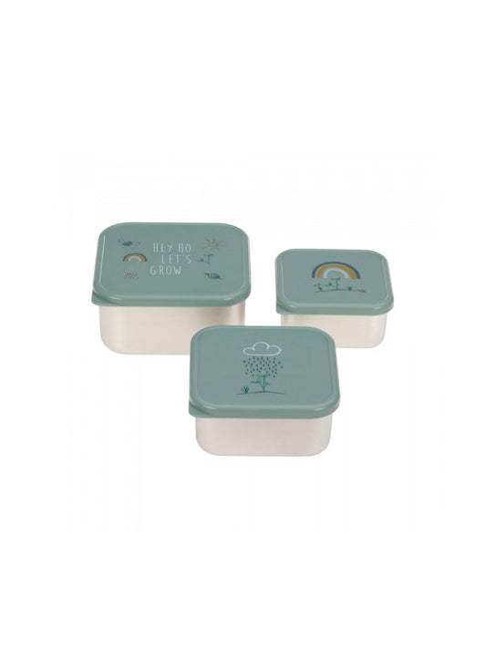 3 TUPPER-CAJA ALMUERZO ACERO RAINBOW Lassig KIDSME