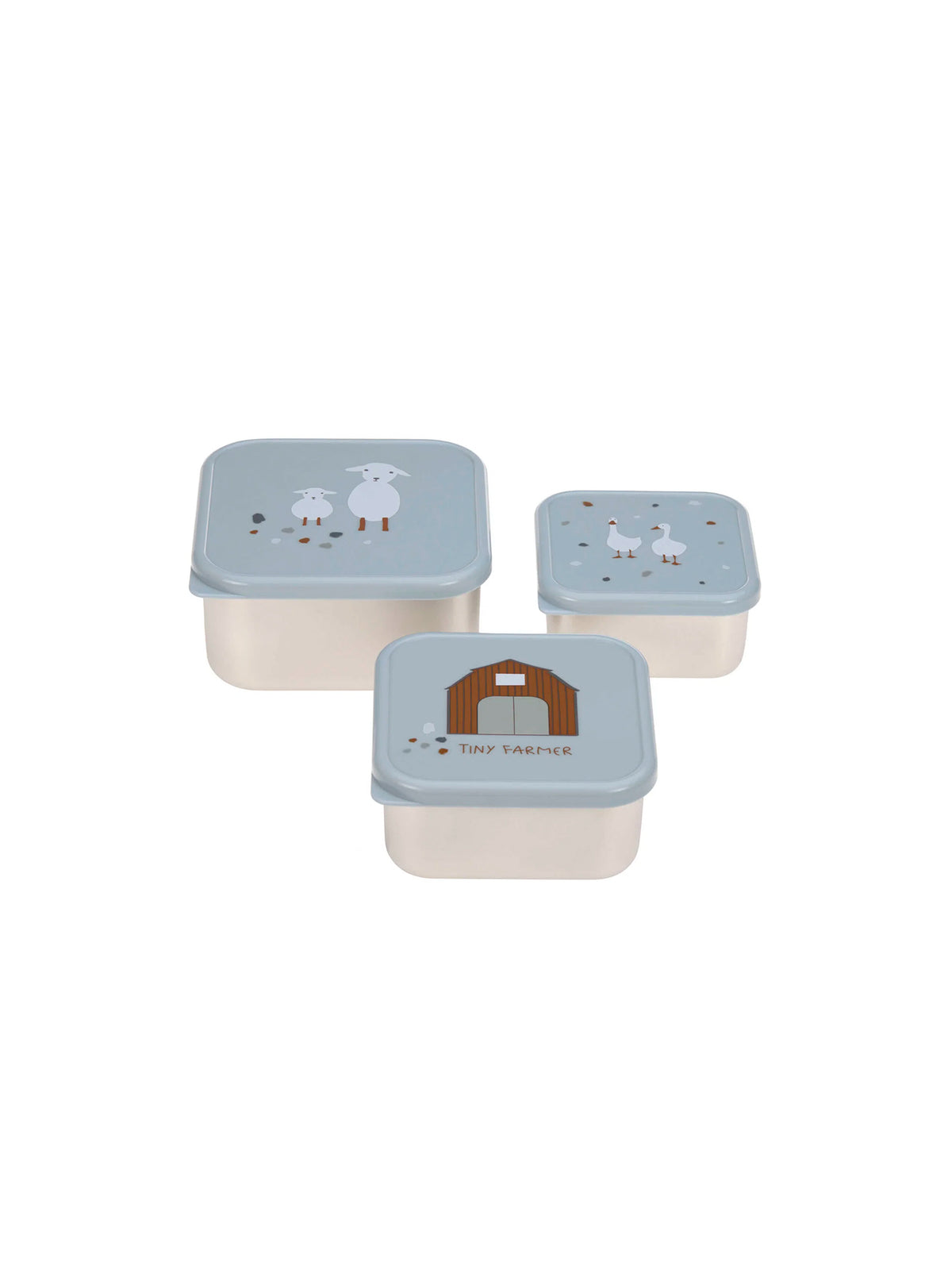 3 TUPPER-CAJA ALMUERZO ACERO BLUE Lassig KIDSME