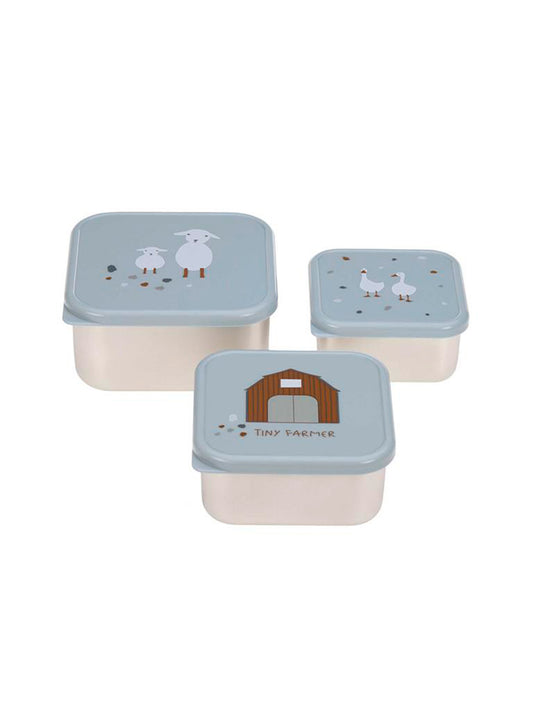 3 TUPPER-CAJA ALMUERZO ACERO BLUE Lassig KIDSME
