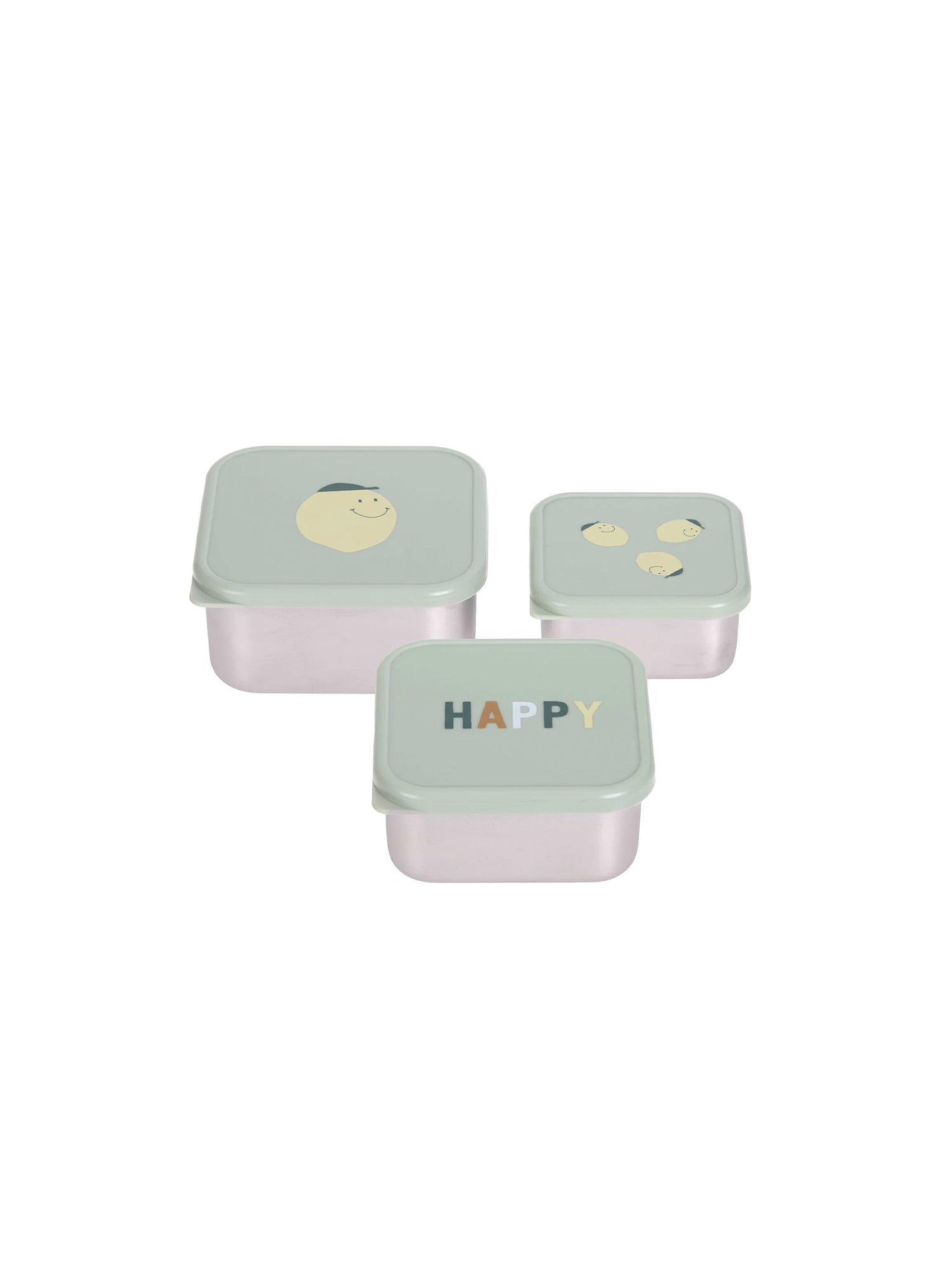 3 TUPPER-CAJA ALMUERZO ACERO LEMON Lassig KIDSME