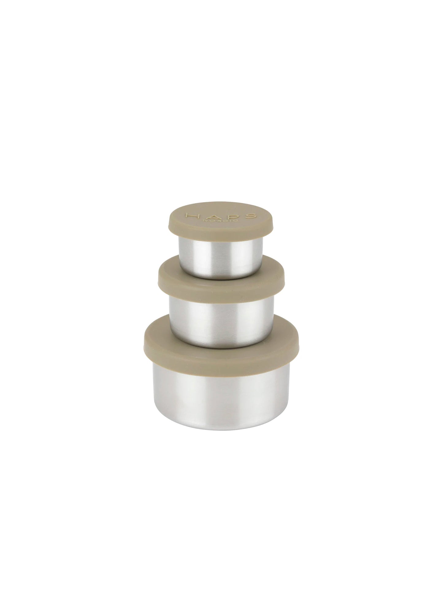 SET 3 TUPPERS REDONDOS ACERO INOX OLIVE HAPS Nordic KIDSME