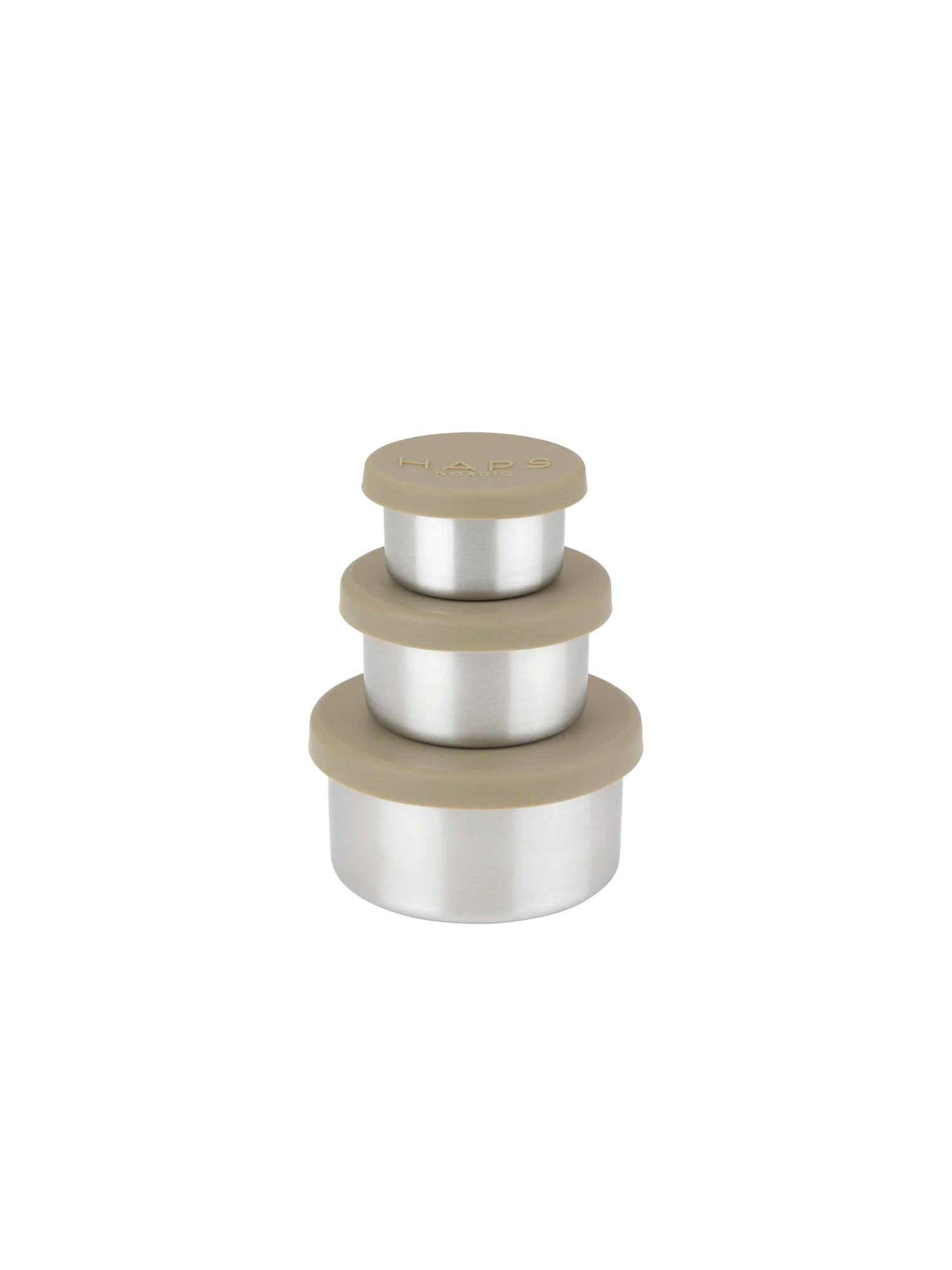 SET 3 TUPPERS REDONDOS ACERO INOX OLIVE HAPS Nordic KIDSME