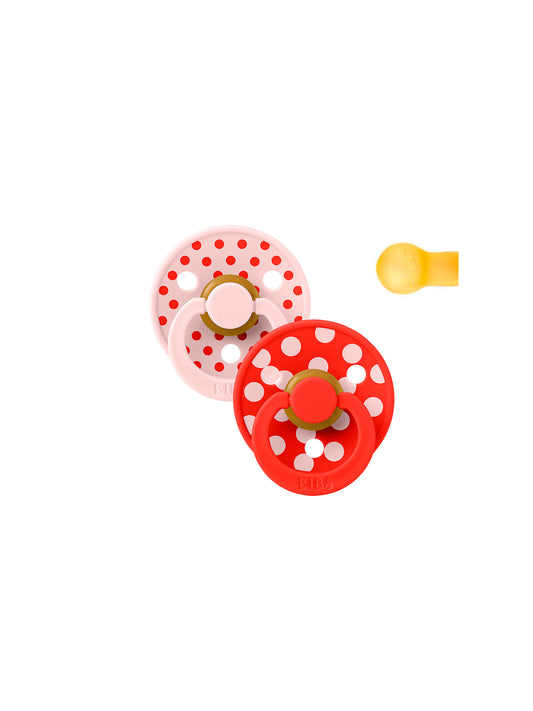 PACK 2 CHUPETES BIBS ROUND POLKA BLOSSOM / CANDY APPLE 2 TALLAS BIBS KIDSME