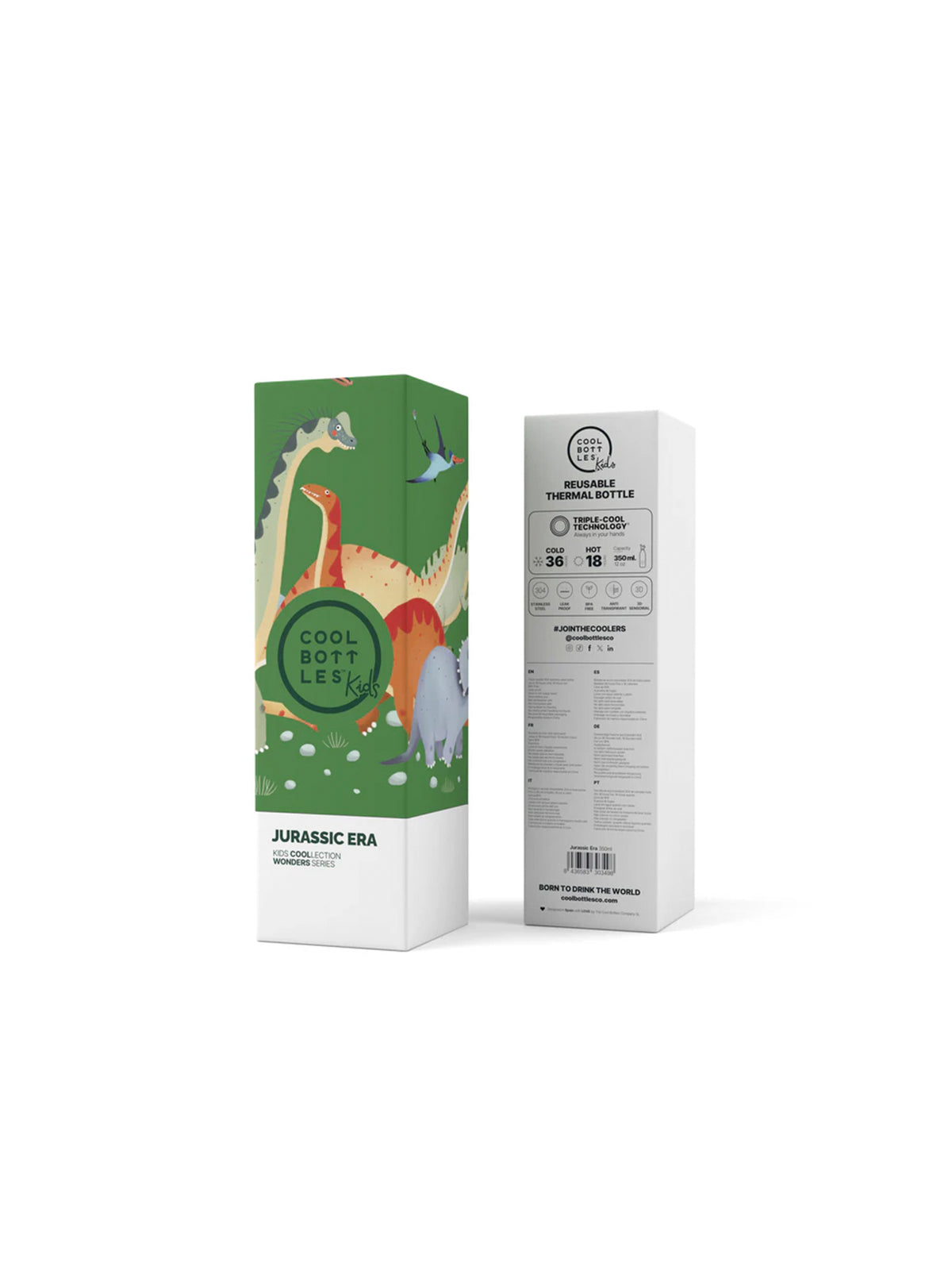 BOTELLA TÉRMICA 2 TAPONES JURASSIC ERA 350ml Cool Bottles KIDSME