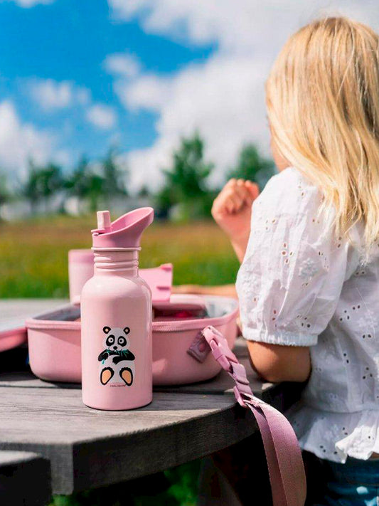 BOTELLA CON PAJITA DE ACERO INOX PANDA Kidsme KIDSME