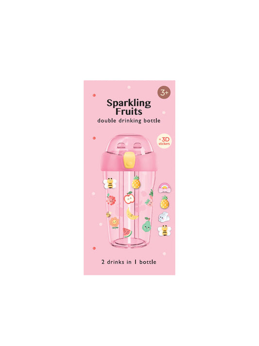 BOTELLA SPARKLING FRUITS ROSA (INCLUYE PEGATINAS 3D) Petit Monkey KIDSME
