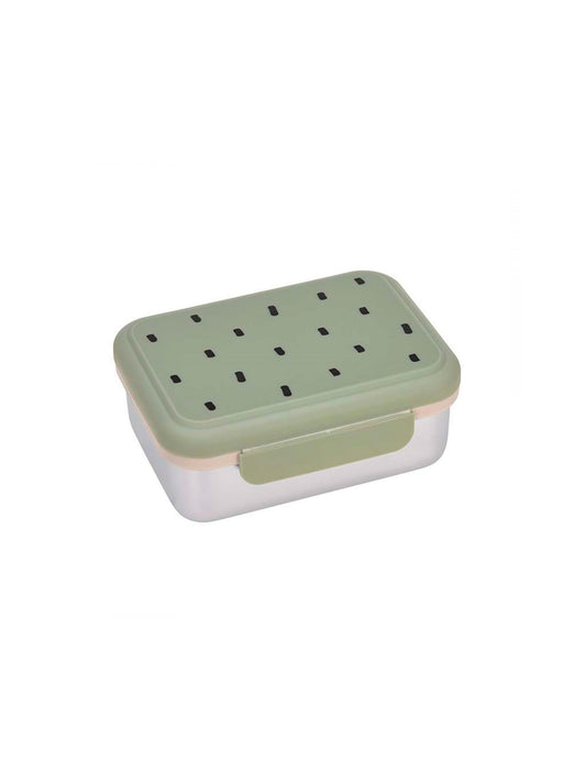 TUPPER-CAJA ALMUERZO ACERO INOX HAPPY PRINT OLIVE Lassig KIDSME