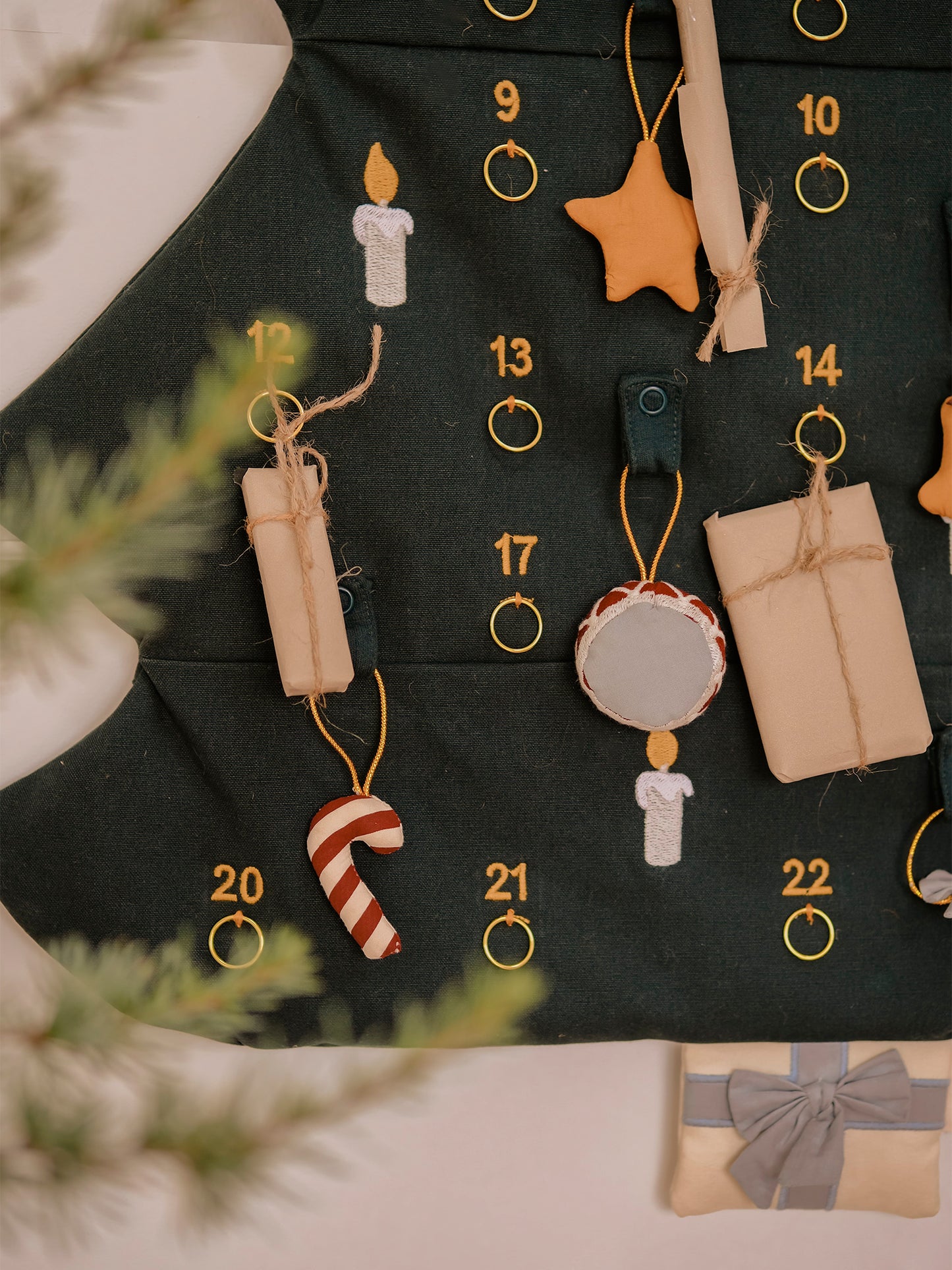 OCHER EMBROIDERED ADVENT CALENDAR