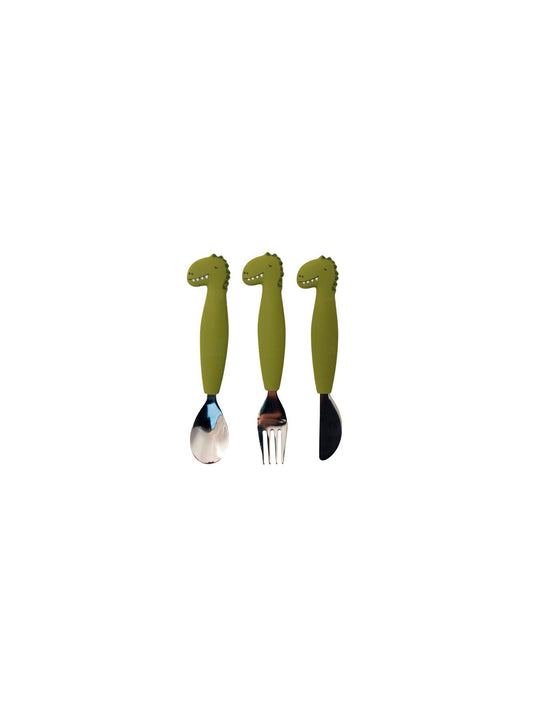 CUBIERTOS SILICONA 3 PIEZAS DINO Trixie KIDSME