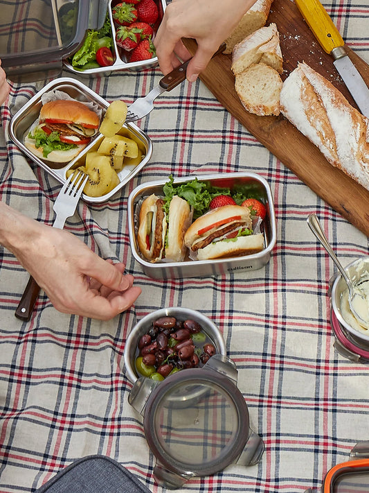 TUPPER ACERO INOX 2 COMPARTIMENTOS (APTO HORNO/MICROONDAS)