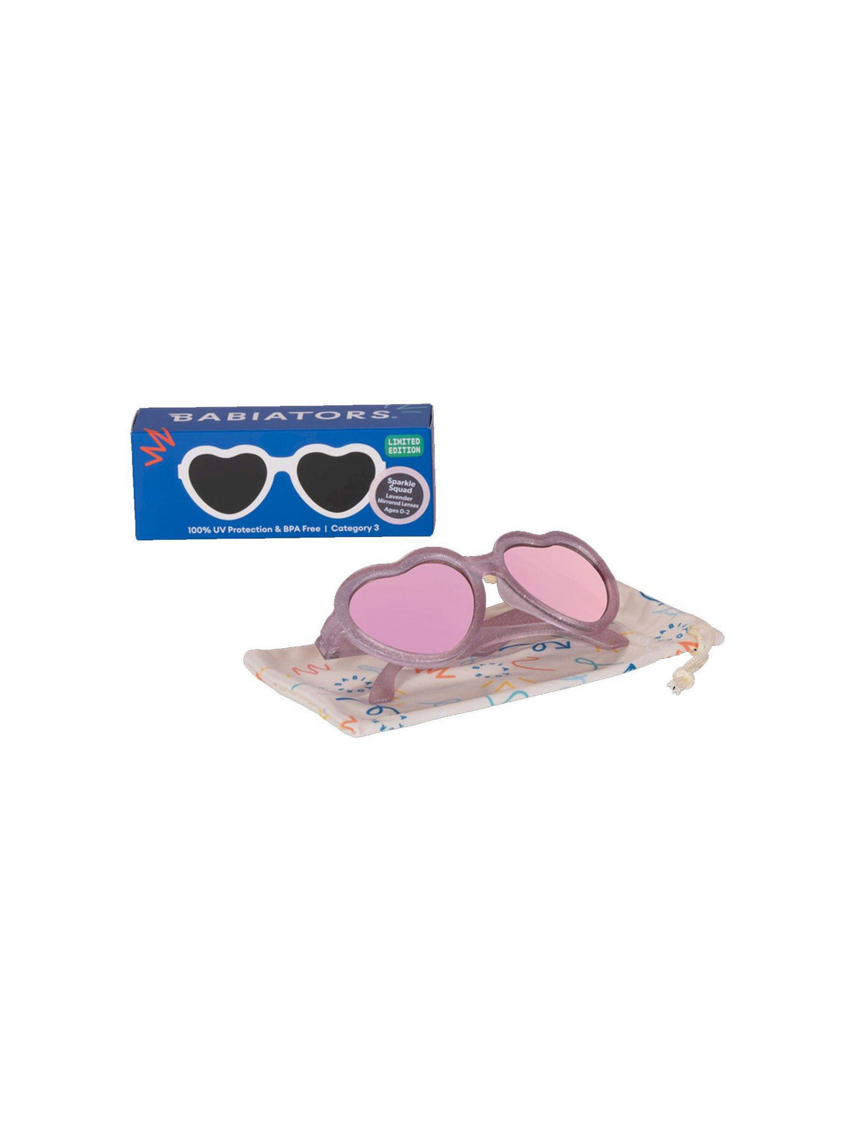 GAFAS DE SOL FLEXIBLES HEARTS PURPURINA LAVANDA 2 TALLAS Babiators KIDSME