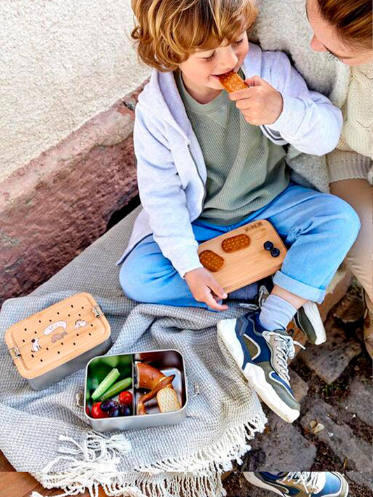 TUPPER-CAJA ALMUERZO ACERO INOX ANIMALS Lassig KIDSME