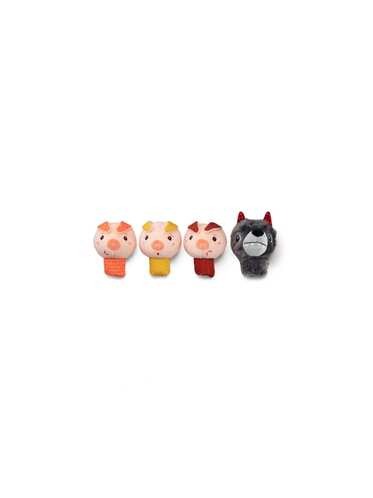 MARIONETAS DE DEDOS LOBO Y CERDITOS Lilliputiens KIDSME