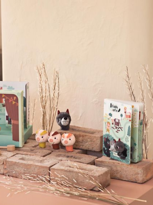 MARIONETAS DE DEDOS LOBO Y CERDITOS Lilliputiens KIDSME