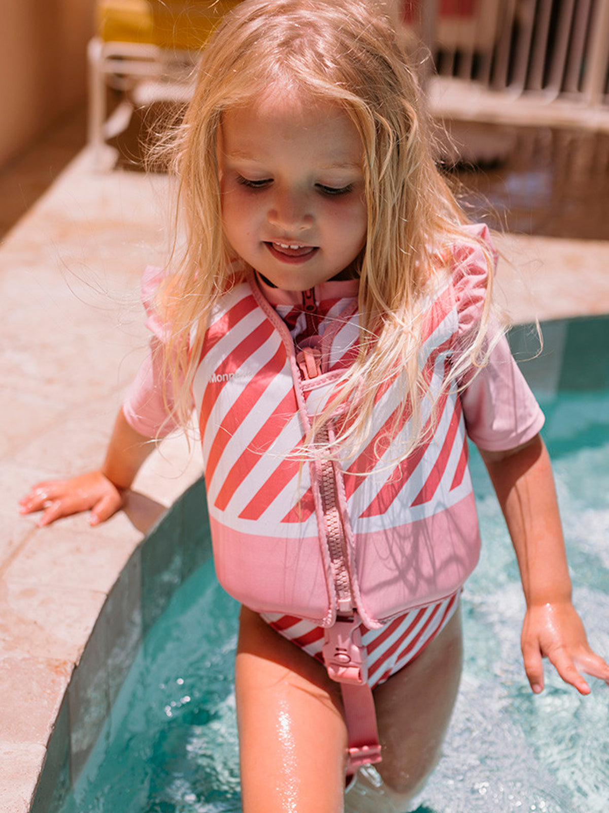 CHALECO FLOTADOR APRENDIZAJE STRIPES BLOOM & BLUSH 3-6 AÑOS Monneka KIDSME