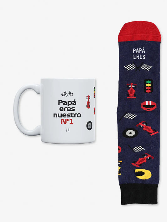 TAZA + CALCETINES "PAPÁ, ERES NUESTRO Nº 1"