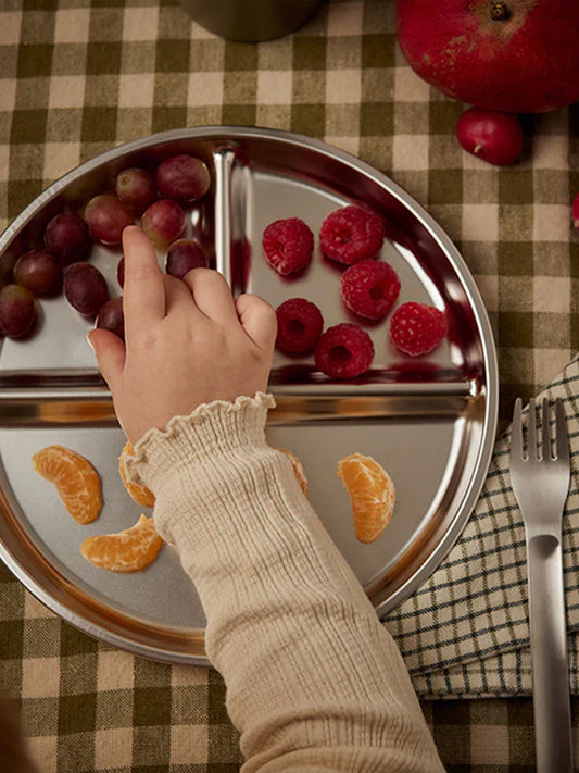 PLATO DE ACERO INOXIDABLE 3 COMPARTIMENTOS