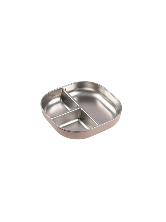 PLATO COMPART INOX APTO MICROONDAS ROSA Beaba KIDSME