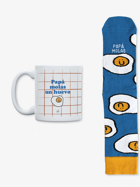 TAZA + CALCETINES "PAPÁ, MOLAS UN HUEVO"