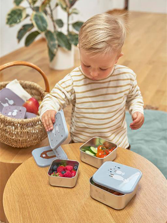 3 TUPPER-CAJA ALMUERZO ACERO BLUE Lassig KIDSME