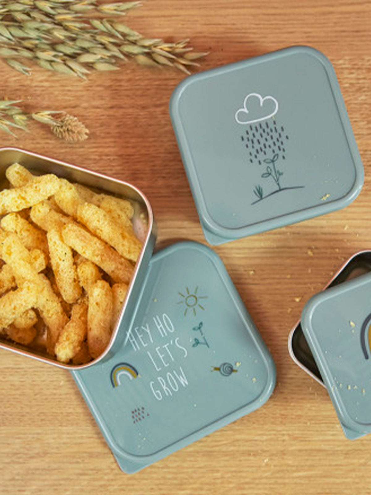 3 TUPPER-CAJA ALMUERZO ACERO RAINBOW Lassig KIDSME