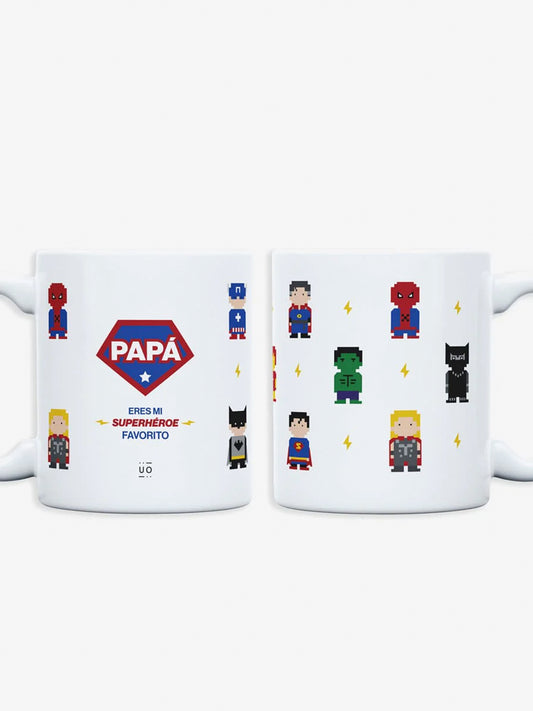 TAZA + CALCETINES "PAPÁ, ERES MI SÚPERHÉROE FAVORITO"