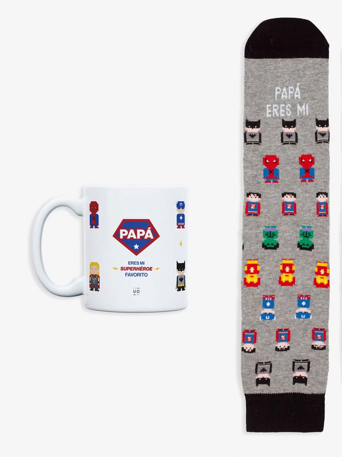 TAZA + CALCETINES "PAPÁ, ERES MI SÚPERHÉROE FAVORITO"
