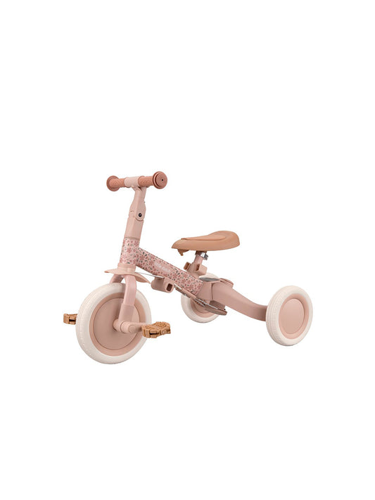 TRICICLO CON BARRA EVOLUTIVO ROSA FLORES Little dutch KIDSME