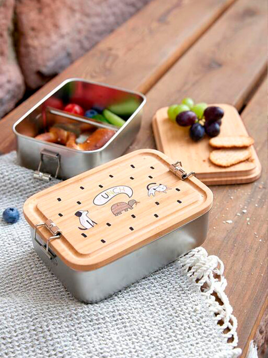TUPPER-CAJA ALMUERZO ACERO INOX ANIMALS Lassig KIDSME