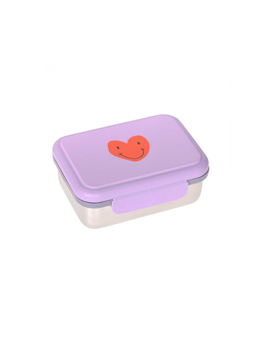 TUPPER-CAJA ALMUERZO ACERO INOX HEART LILAC Lassig KIDSME