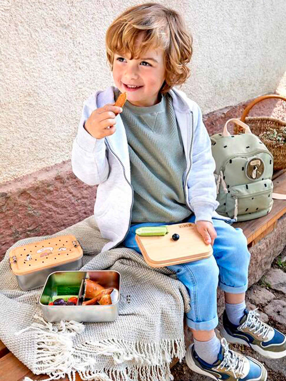 TUPPER-CAJA ALMUERZO ACERO INOX NATURE Lassig KIDSME