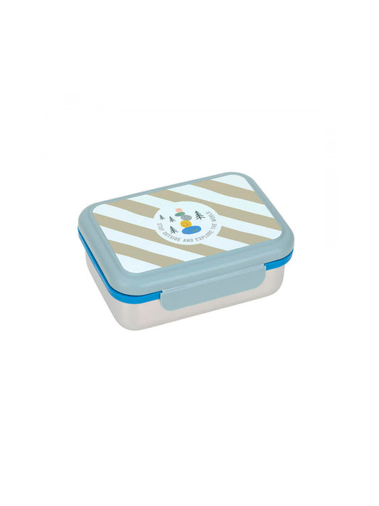 TUPPER-CAJA ALMUERZO ACERO INOX EXPLORER BLUE Lassig KIDSME