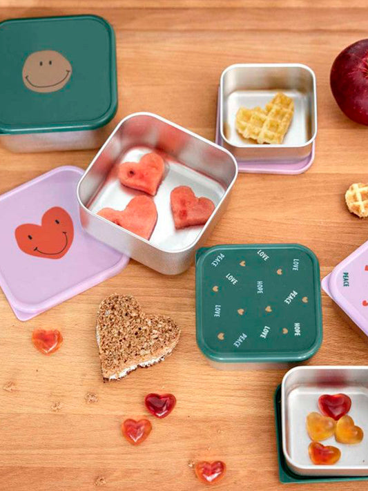 3 TUPPER-CAJA ALMUERZO ACERO SMILE Lassig KIDSME