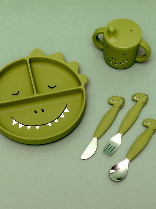 CUBIERTOS SILICONA 3 PIEZAS DINO Trixie KIDSME